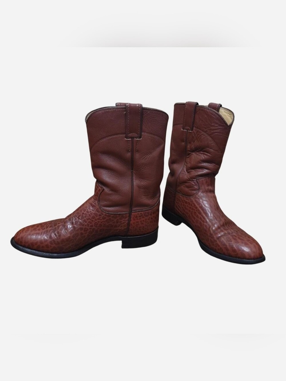 VTG Rare Justin Men's Brown Bullhide Leather Western Boots Size 8.5D